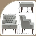 thumbnail image 3 of L'AGRATY Contemporary Sponge Solid Print Tufted Armchair with Ottoman, Grey, 3 of 6