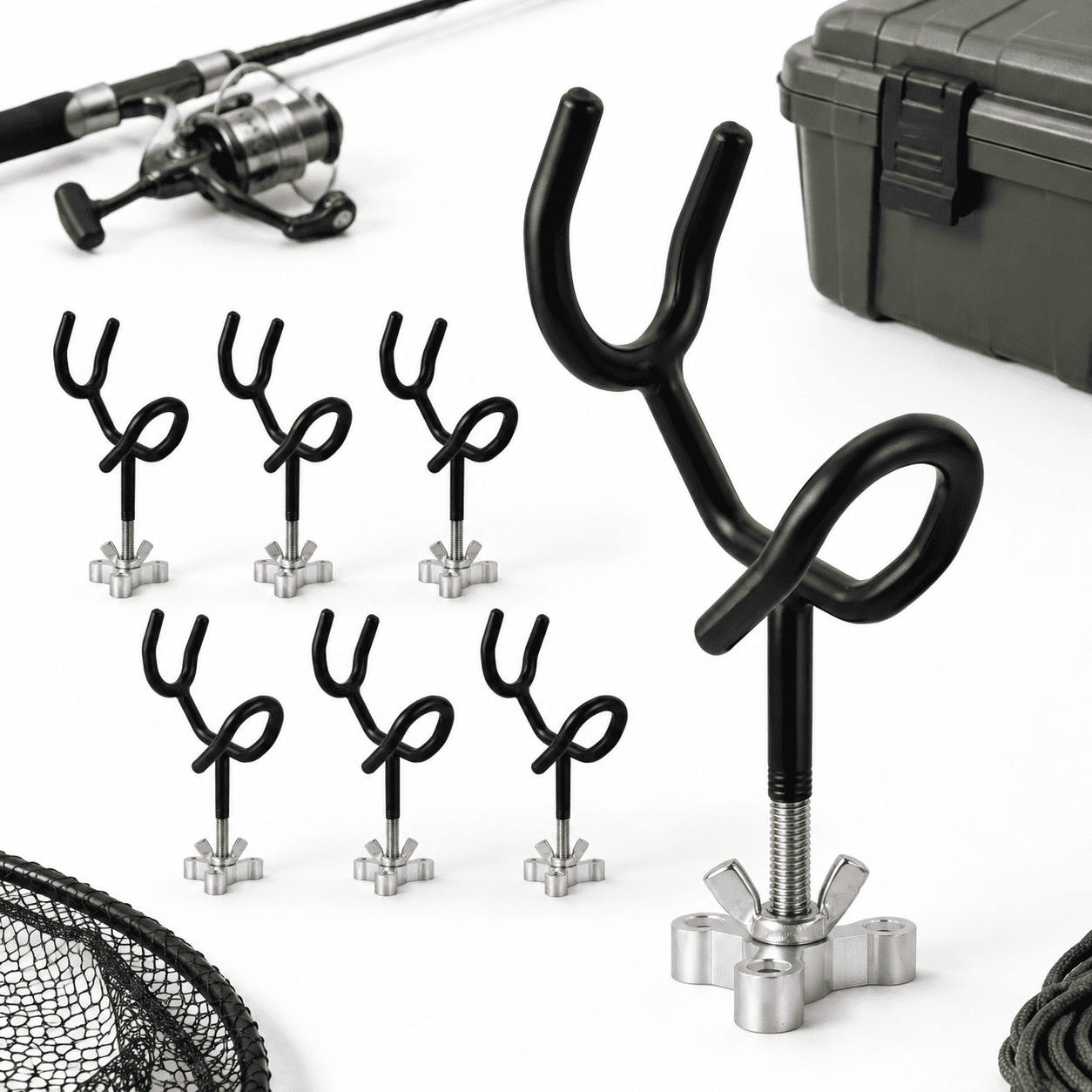 8 Pack Steel PVC Coated Boat Fishing Rod Holders 20° Sure Grip Mounts