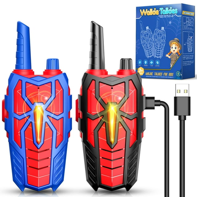 Walkie Talkies Webspidee recargables para niños de 3 a 10 años, paquete de 2