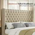 thumbnail image 4 of Amerlife King Bed Frame with 49” Upholstered Wingback Headboard, Noise-Free Platform Bed with Steel Frame and Slip-Resistant Edges, Khaki, 4 of 9
