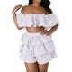 thumbnail image 1 of Top corto para mujer + Pantalones cortos 2 piezas Top con hombros descubiertos con volantes + Conjuntos de pantalones cortos (Blanco L) Tmvgtek Para estrenar, 1 of 2