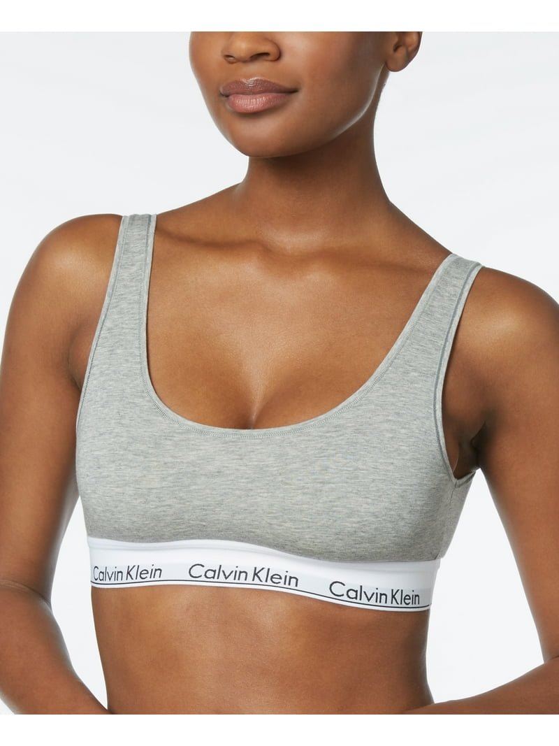Calvin Klein Womens Logo Band Bralette, Grey Heather, XL