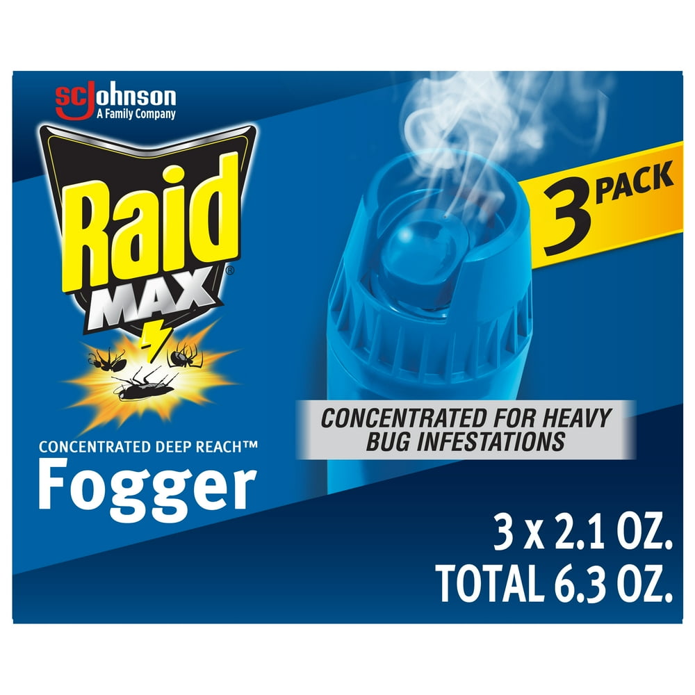 Raid Max Deep Reach Concentrated Fogger, Kills Bugs, 2.1 Ounce, 3 Cans