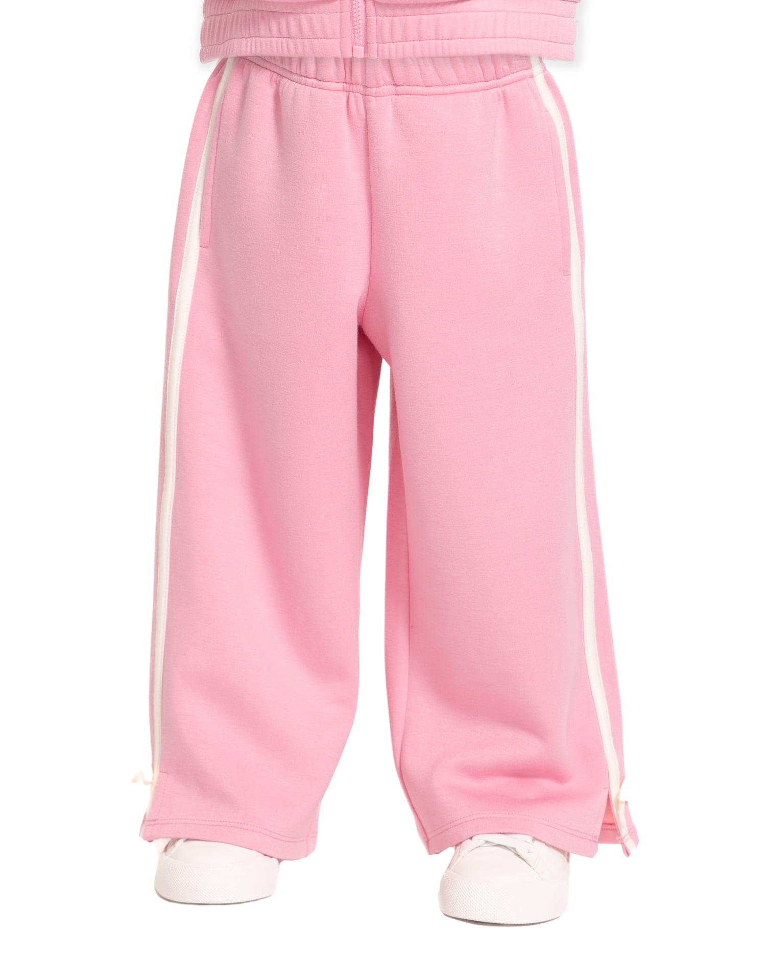 Wonder Nation Toddler Girls Wide Leg Athletic Pants with Side Stripe and Bow, Sizes 12M-5T