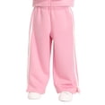 thumbnail image 3 of Wonder Nation Toddler Girls Wide Leg Athletic Pants with Side Stripe and Bow, Sizes 12M-5T, 3 of 8
