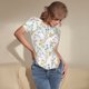thumbnail image 3 of Balery Floral Body de cuello redondo de manga corta para mujer Tops de manga corta Tops básicos-Medium, 3 of 7