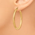 thumbnail image 3 of Real 14kt Yellow Gold Satin and Diamond-cut 3mm Round Hoop Earrings; for Adults and Teens; for Women and Men, 3 of 4