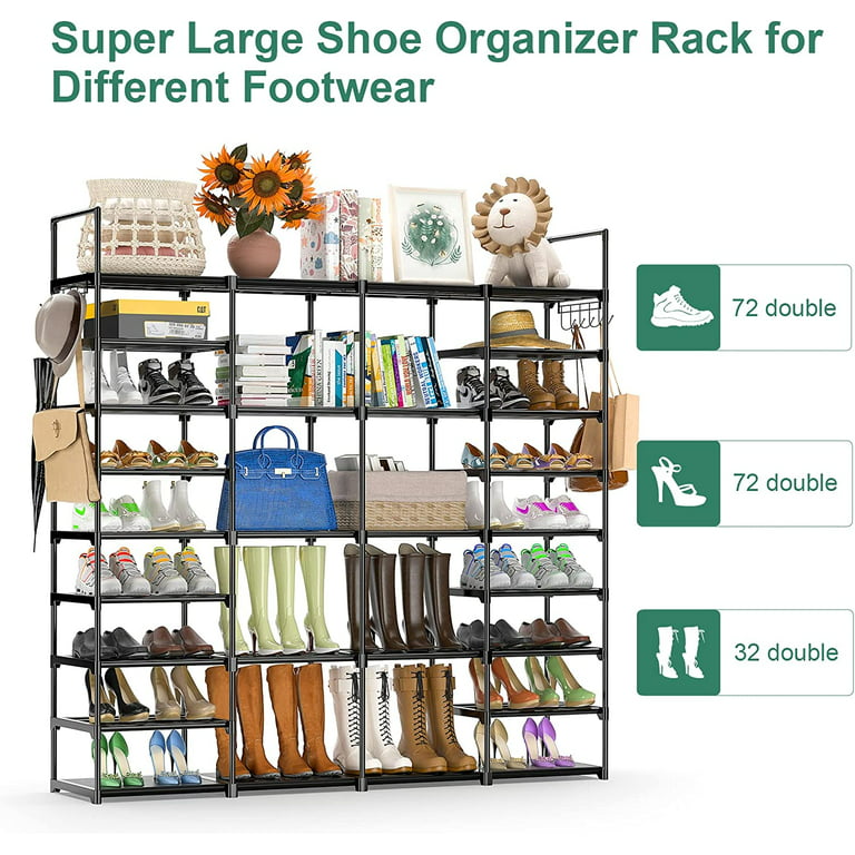 Mavivegue 9 Tiers Metal Shoe Rack Organizer, 50-55 Pairs Large Tall Shoe  Storage,Shoe Holder,Shoe Stand,Vertical Free Standing Shoe Shelf,Large Boot