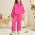 thumbnail image 3 of Girls 2 Piece Sweatsuit Sets Fleece Tracksuit Stand Collar Half Zip Sweatshirt and Sweatpants Joggers Fall Outfits with Pockets, 3 of 6