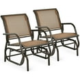 thumbnail image 1 of Gymax 2PCS Patio Swing Glider Chair Single Rocking Chair Yard Outdoor Brown, 1 of 8