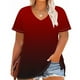 thumbnail image 4 of Camiseta de Base de Impresión de Manga Corta con Cuello en V para las Mujeres, Más Tamaño Estante de Imitación Casual Superior, 4 of 9