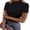 Black, variant on Women's Lettuce Trim Mock Neck Short Sleeve Tops Casual Ribbed Knit Slim Fit Tee Shirt Spring Layer Vacation Outfits White Medium