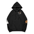 thumbnail image 4 of Halloween Hoodies Women Unisex Alphabet Graphic Pocket Sweatshirt Long Sleeve Pullover Tops Fall Warm Gear Black M, 4 of 4