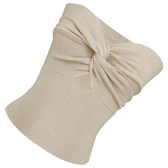 FUEENIRVA Khaki Cotton Tube Top for Women Casual Wear Sleeveless Bandeau