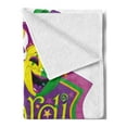 thumbnail image 2 of Mardi Gras Soft Flannel Fleece Throw Blanket, Comedy and Tragedy with Mardi Gras Carnival Blazon Design, Cozy Plush for Indoor and Outdoor Use, 60" x 80", Purple Green Yellow, by Ambesonne, 2 of 5