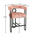 thumbnail image 5 of Pink Chenille Bar Stools Of 1. Modern Design With Padded Back, Thick Cushion & Metal Legs For Pub, Club, Kitchen 1 Stools. With Comfy ,, 5 of 6
