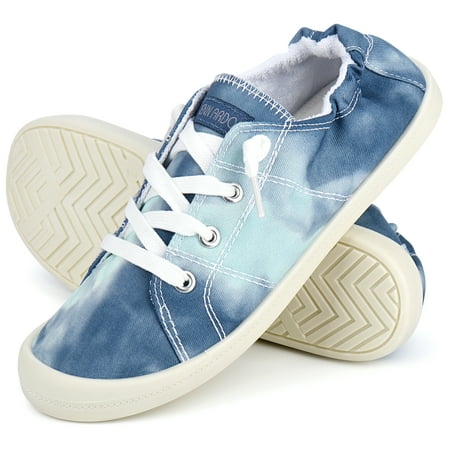 

JENN ARDOR Canvas Sneakers for Women Low Top Classic Slip-On Casual Shoes Blue Size 11