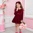 thumbnail image 2 of HJYCHN Toddler Dress Long Sleeve Party Gown with Lace and Bow for Christmas Girls Dress 5-6 Years, 2 of 6