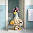 thumbnail image 7 of Ccwuwei 23" Porch Goose Outfits, Waterproof Cow Print Bathrobe Set, Fuzzy Plush Wrap with Curler Cap Eyewear Chain & Cup Accessory, Farmhouse Yard Lawn Decor for Goose Statue, Outdoor Decor - Black, 7 of 7