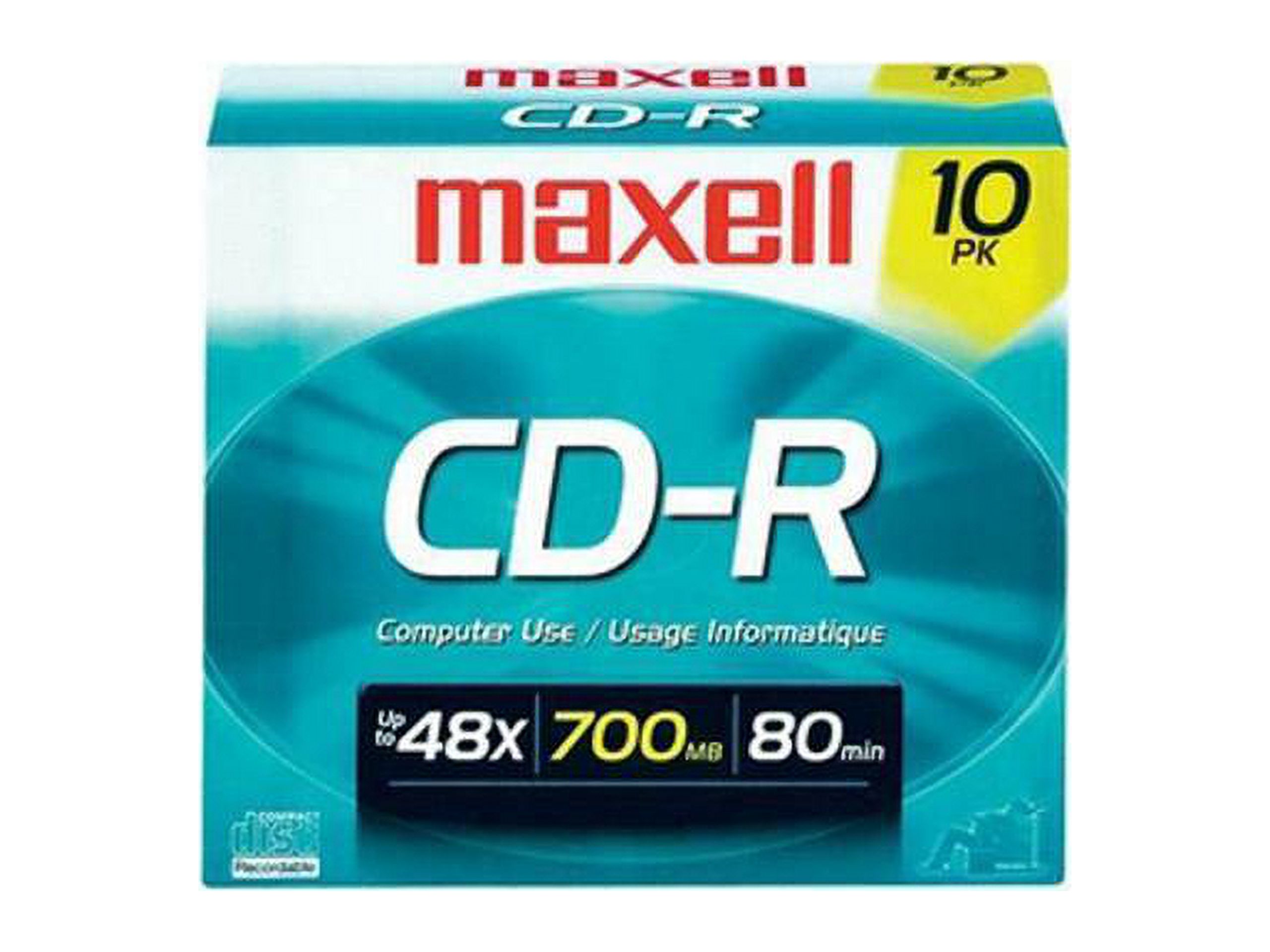 maxell 700MB 48X CD-R 10 Packs Slim Jewel Case Media Model 648210 - image 2 of 2