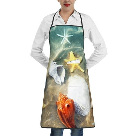 

Sikiie Seashell On The Beach Aprons for Kitchen Cooking Aprons Chef Apron for Men Women Chef
