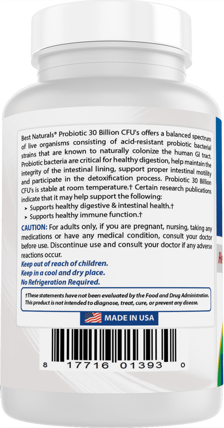 2 Pack Best Naturals Probiotic 10 Strains & 30 Billion CFU Intestinal Flora 120 Vegetarian Capsules | Shelf Stable probiotic