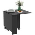 thumbnail image 1 of HOMCOM Foldable Dining Table with Storage Shelves, Drop Leaf, Wheels, Black, 1 of 10