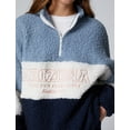 thumbnail image 5 of Sherpa Oversized High Neck Zipper Detail Slogan Embroidered Sweatshirt, 5 of 6