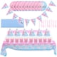 thumbnail image 1 of KAKOWELY 1 juego de decoraciones para fiesta de revelación de género, vajilla para niño o niña, mantel y pancarta., 1 of 4
