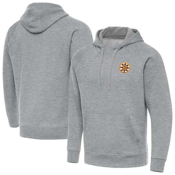 Men's Antigua Heather Gray Boston Bruins Victory Pullover Hoodie