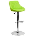 thumbnail image 2 of BizChair Contemporary Green Vinyl Bucket Seat Adjustable Height Barstool with Diamond Pattern Back and Chrome Base, 2 of 12