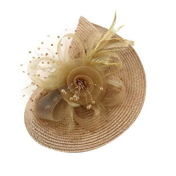 UJNDER Elegant Feather Mesh Headband for Parties Dazzling Fashion Accessories Versatile Occasion Hairpiece Khaki