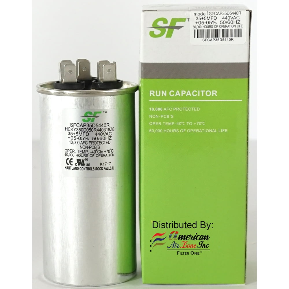 TRANE SF Dual Run Capacitor 35 + 5 MFD µF (MicroFarad) 370/440 Volts