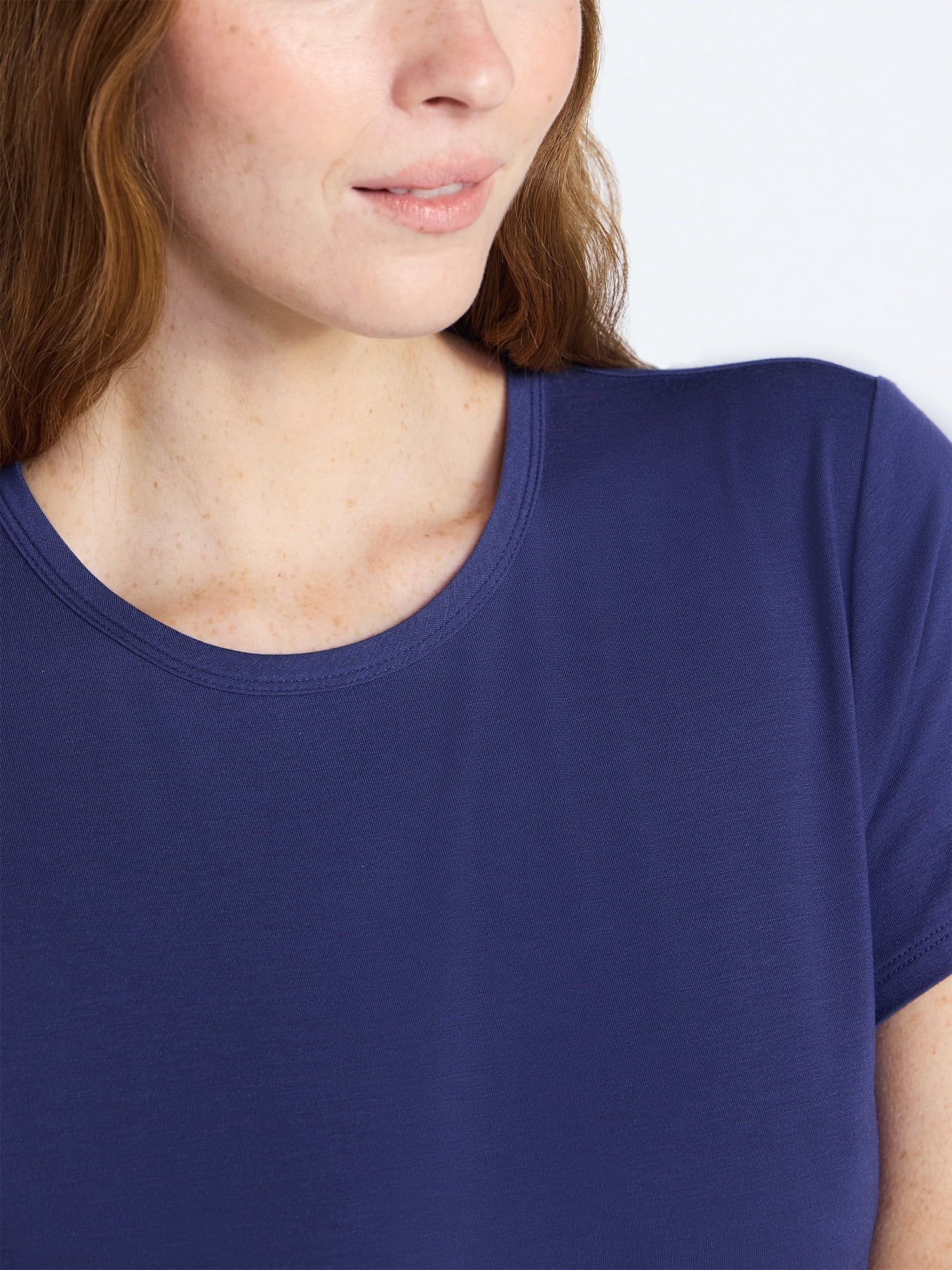 Joyspun Women’s Scoop Neck Sleepwear Modal Tee with Short Sleeves, Sizes S-3X