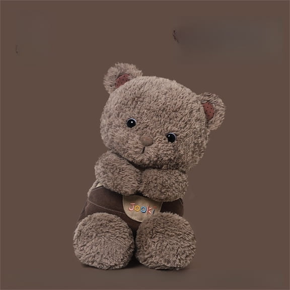 Cute Bear Plush Toy in Overalls Dungaree Outfit, Soft Collectible Stuffed Animal Doll, Vintage Style Decor for Nursery Shelf, Easter Baby Shower Birthday Gift