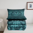 thumbnail image 3 of Adults Damask Gothic Bedding Set Antique Victorian Comforter Set King,Vintage Floral Goth Comforter Bat Quilt,Bats Sugar Skull Bone Skeleton Bohemian Baroque Decor,Turquoise, 3 of 4
