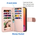 thumbnail image 2 of TakFox For Apple iPhone 14/14 Pro/14 Plus/14 Pro Max Wallet Case,Credit Card Holder Flip Cover [9 Card Slots] [Magnetic Closure] Folio Detachable Hard Case,Rose Gold, 2 of 6