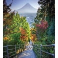 thumbnail image 3 of Nature Duvet Cover Set, Stairway to Mt. Hill Hillyoshida Japan Tourist Attractions Landmark Scene Picture, Decorative 3 Piece Bedding Set with 2 Pillow Shams, Calking Size, Green Grey, by Ambesonne, 3 of 3