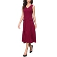 thumbnail image 1 of INSPIRAR CHIC Vestidos de Oficina para Mujeres 2025, Vestido Midi de Trabajo Sin Mangas con Cuello Mock, Color Rojo Profundo, 1 of 6