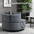 thumbnail image 4 of Luxurious Velvet Tufted Round Accent Chair with Plush Pillows for Living Room and Bedroom, Grey Oversized Barrel Chair (Gray), 4 of 5