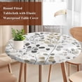 thumbnail image 3 of Grey Brown Botanical Round Tablecloth 36-44 Inch Round Fitted Table Cloth with Elastic Edge, Watercolor Summer Leaf Spring Waterproof Table Cover Protector for Outdoor Picnic Party Dining, 3 of 6