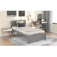 thumbnail image 2 of Aukfa Solid Wood Bed Frame, Twin Platform Bed with Headboard, Gray, 2 of 8