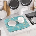 thumbnail image 6 of Teal Turquoise Dish Drying Mat for Kitchen Counter Spring Floral Drying Mat 16 x 18 Inch with Absorbent Reversible Microfiber Dish Drying Pad Dish Rack Drainer Mat for Coffee Bar, 6 of 6
