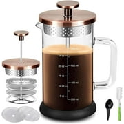French Press Coffee Maker 34 Ounce Espresso Tea with 4 Filters System Stainless Steel Plunger and Heat Resistant Borosilicate Glass BPA-Free Brewed Pot