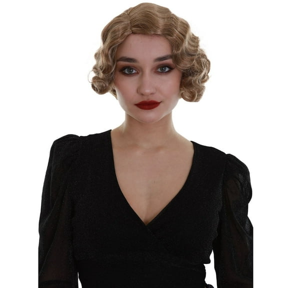 HPO| Adult Women's Roaring 20's Blonde Color Wavy Wig| Shoulder Length