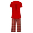 thumbnail image 5 of Diufon Women Plus Size Pjs Sets Button Short Sleeve Tops Plaid Capris Pants Homewear Sets, 5 of 7