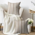 thumbnail image 2 of Brown Striped Pillow Covers 18x18 Set of 2 Modern Stripes Textured Print Decorative Throw Pillow Cases Outdoor Boho Farmhouse Decoration for Sofa Couch Bed, 2 of 5