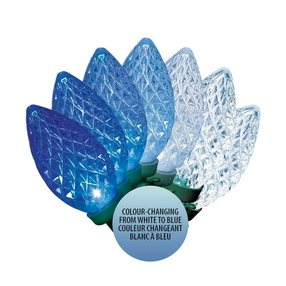 Holiday Time 70-Count LED Diamond-Cut C9 String Christmas Lights, Blue to Cool White