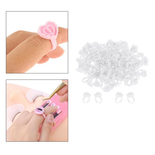 100 UNIDS Glue Extensión de Pestañas Salvador Copas de anillos de pegamento blanco