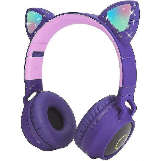 Auriculares Bluetooth para niños, supraaurales con limitación de volumen de 85 dB, luz LED, plegables, estéreo HD, inalámbricos y con cable.